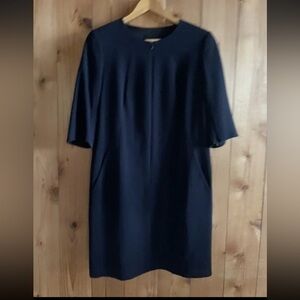 AKRIS black wool blend shift dress, size 10